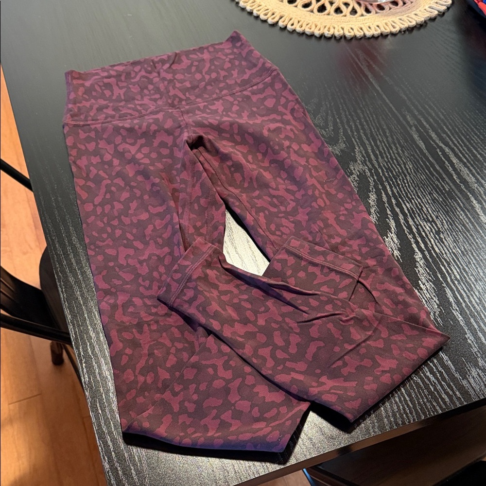 Lululemon Athletica Maroon Patterned Leggings
